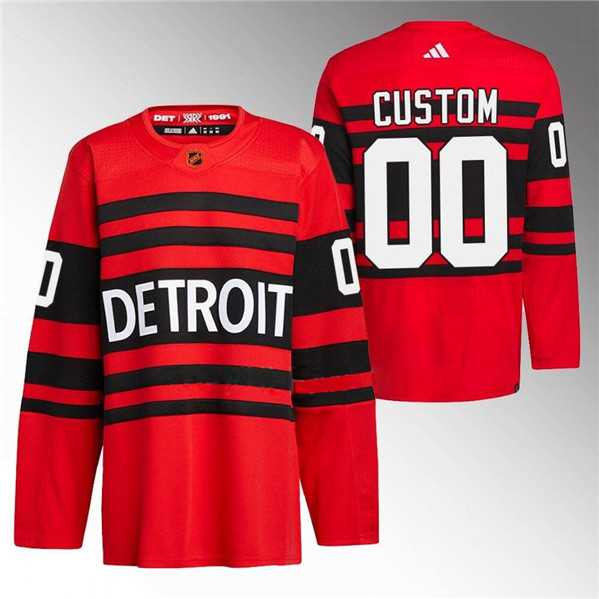 Men%27s Detroit Red Wings Custom Red 2022-23 Reverse Retro Stitched Jersey->customized nhl jersey->Custom Jersey